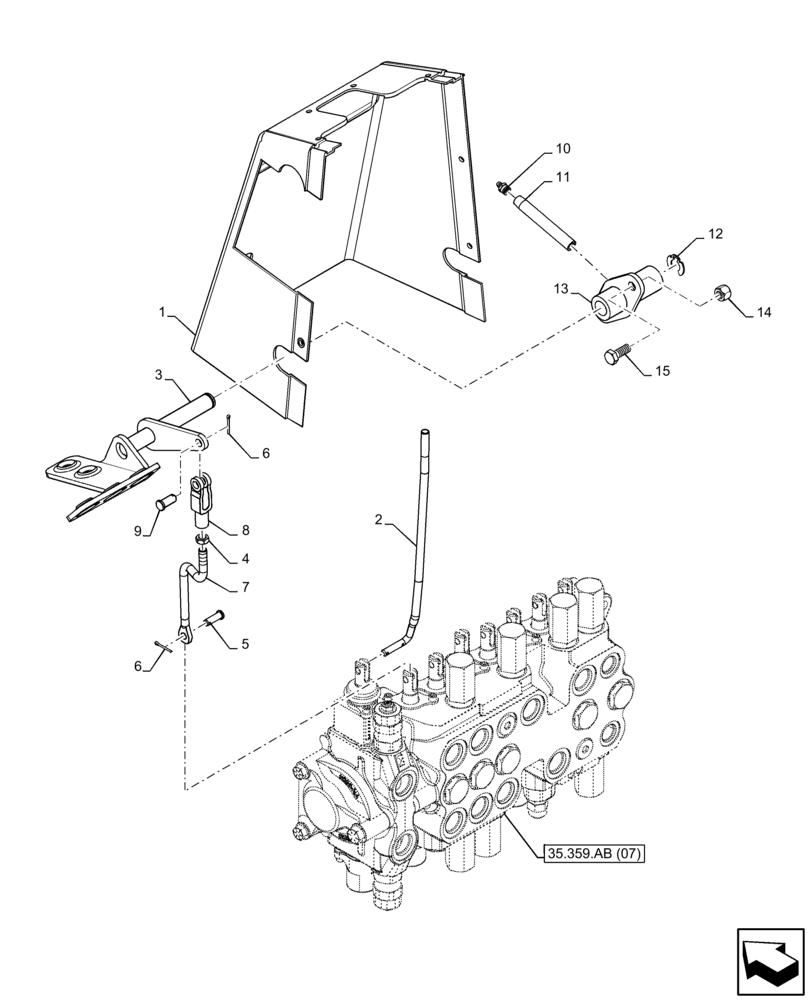 Схема запчастей Case 580SN - (35.359.AF[09]) - BACKHOE CONTROL VALVE, 8-SPOOL, MECHANICAL CONTROLS (35) - HYDRAULIC SYSTEMS