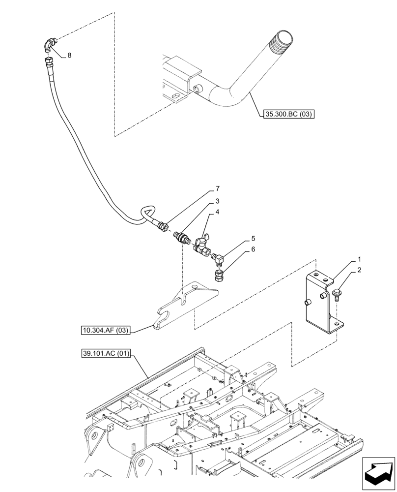 Схема запчастей Case CX350D LC - (35.300.AD) - VAR - 488034 - HYDRAULIC OIL RESERVOIR, DRAIN LINE (35) - HYDRAULIC SYSTEMS