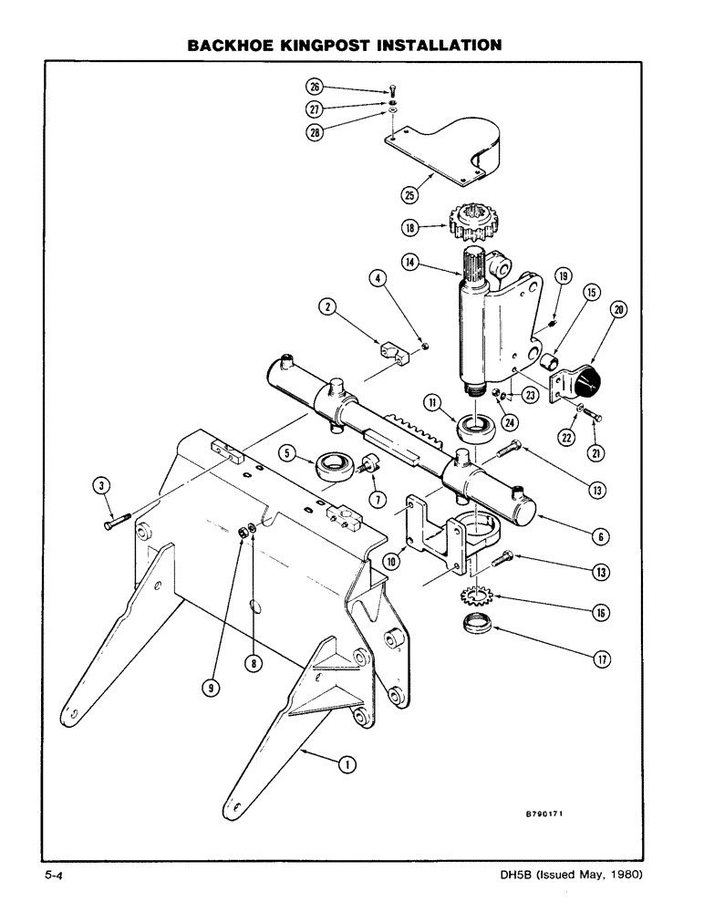 Схема запчастей Case DH5 - (5-04) - BACKHOE KINGPOST INSTALLATION (84) - BOOMS, DIPPERS & BUCKETS