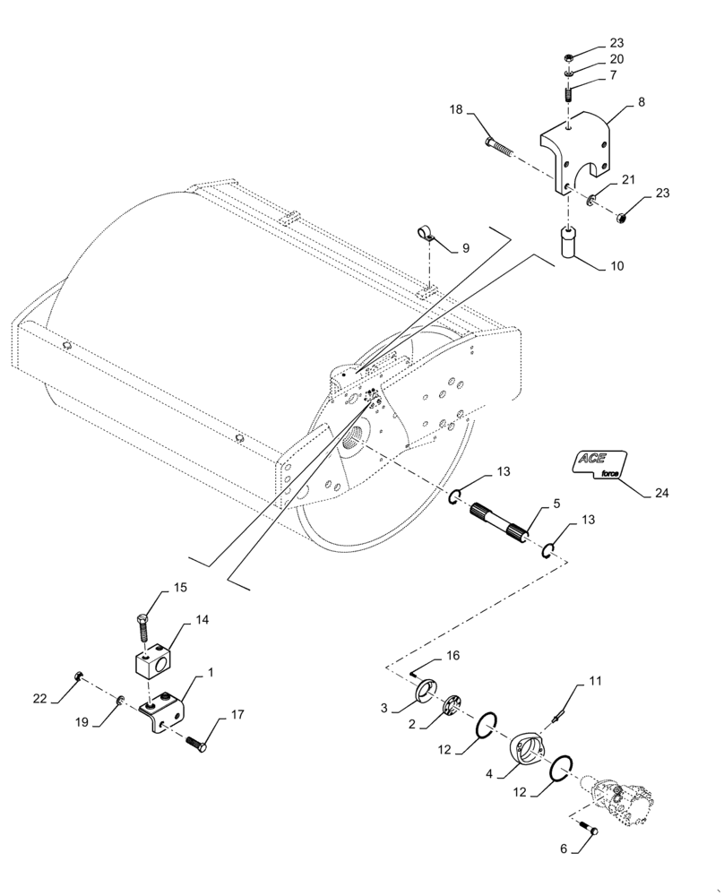 Схема запчастей Case SV208 - (09-32[02]) - ACE FORCE DRUM PARTS (09) - CHASSIS/ATTACHMENTS