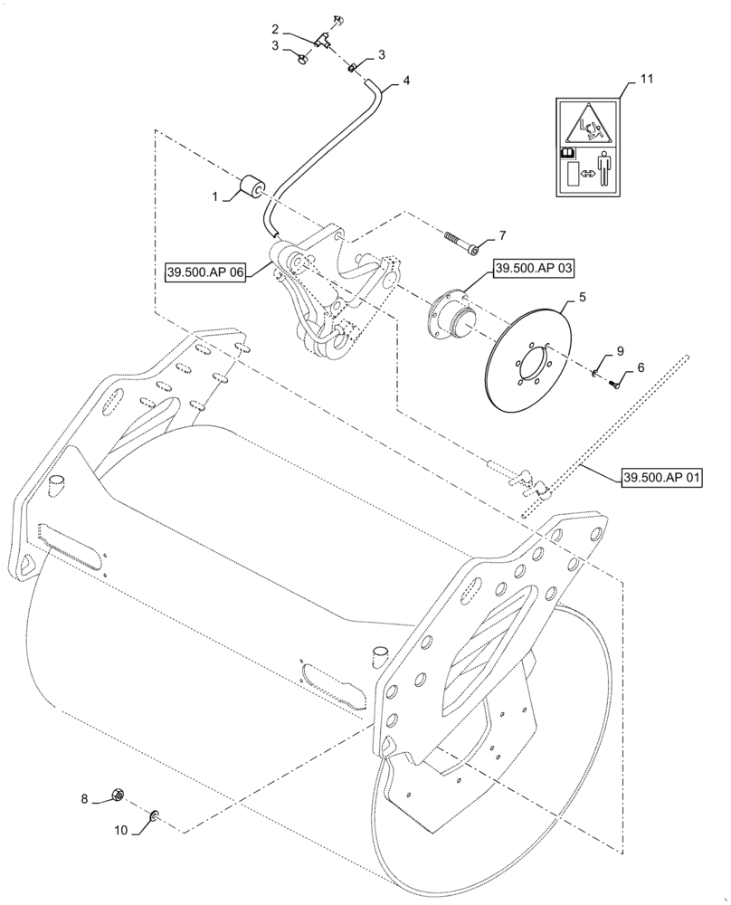 Схема запчастей Case DV210D - (39.500.AP[05]) - LEFT SIDE CUTTER INSTALLATION (39) - FRAMES AND BALLASTING