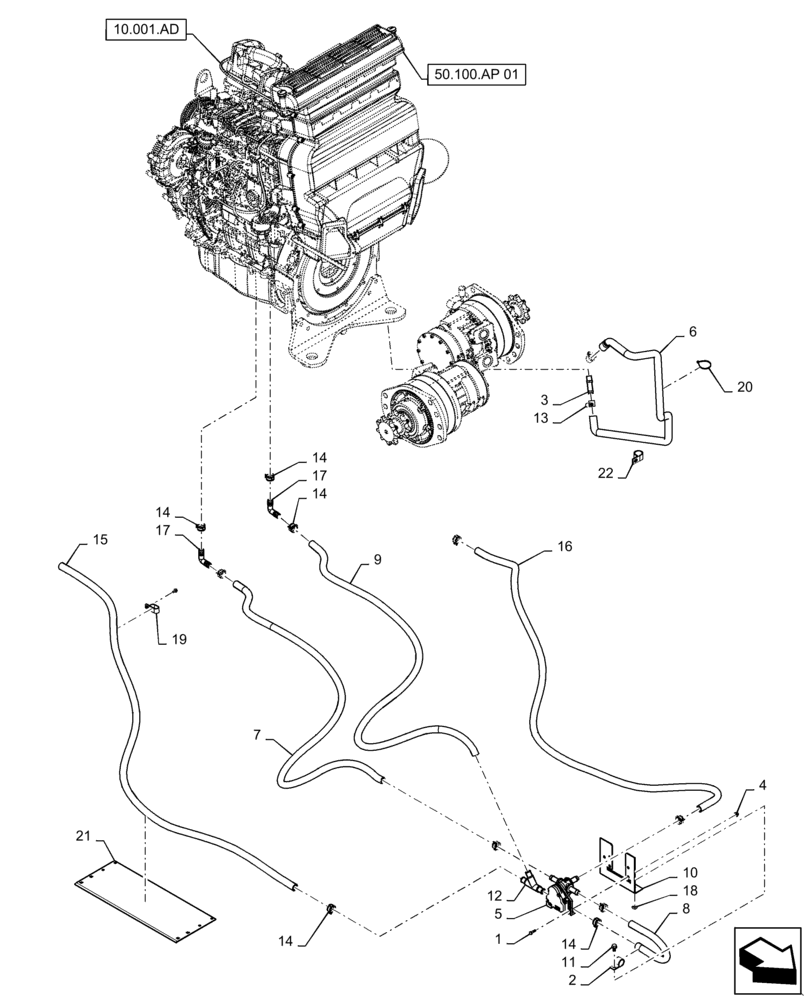 Схема запчастей Case SV250 - (50.100.AC[01]) - HEATER PLUMBING (50) - CAB CLIMATE CONTROL