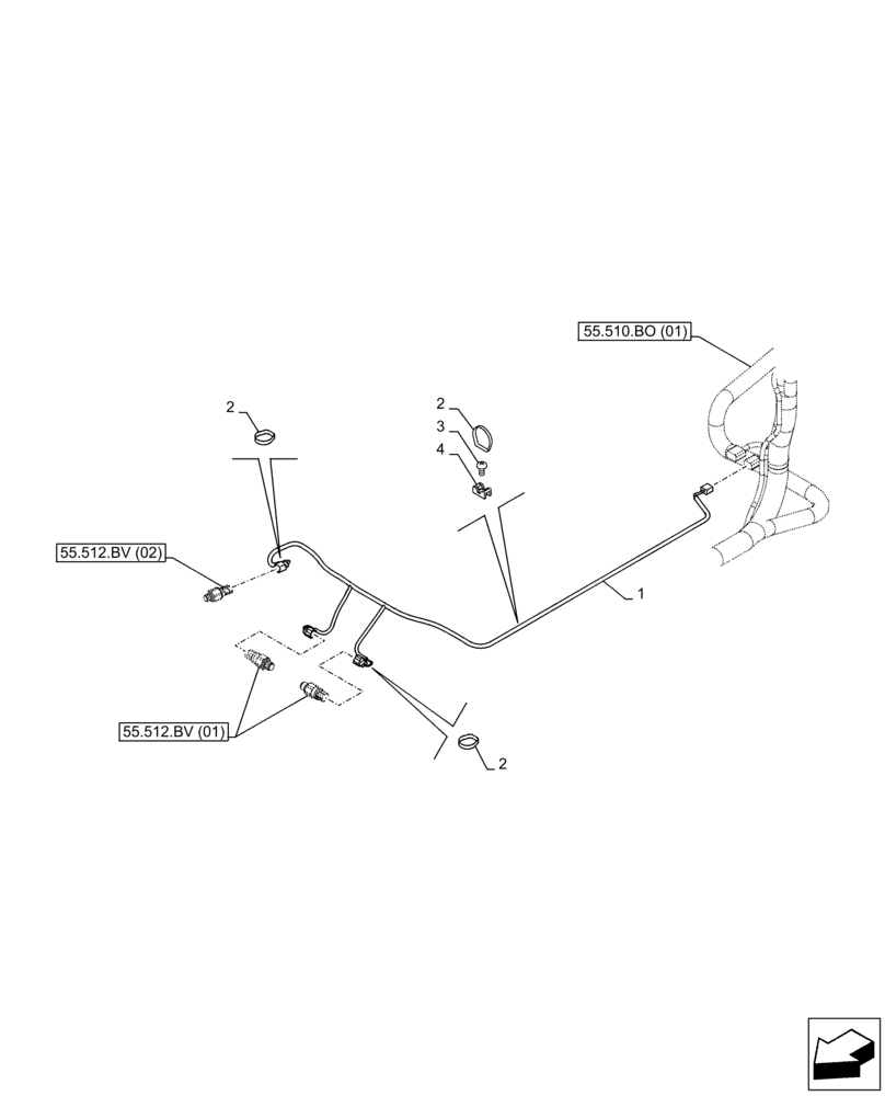 Схема запчастей Case CX350D LC - (55.510.BO[07]) - CAB FLOOR, WIRE HARNESS (55) - ELECTRICAL SYSTEMS