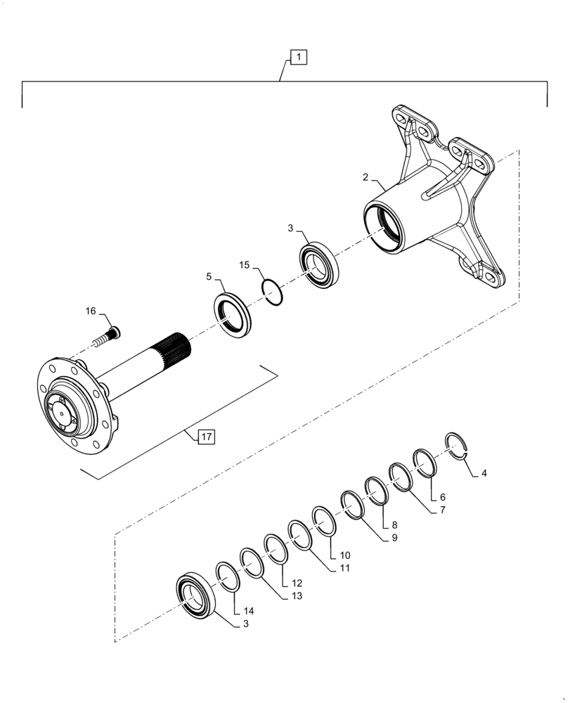 Схема запчастей Case SR270 - (25.450.AA) - CHAIN DRIVE AXLE HOUSING (25) - FRONT AXLE SYSTEM