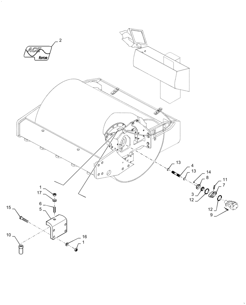 Схема запчастей Case SV212 - (75.200.03[04]) - ACE FORCE DRUM PARTS - NARROW VERSION (75) - SOIL PREPARATION