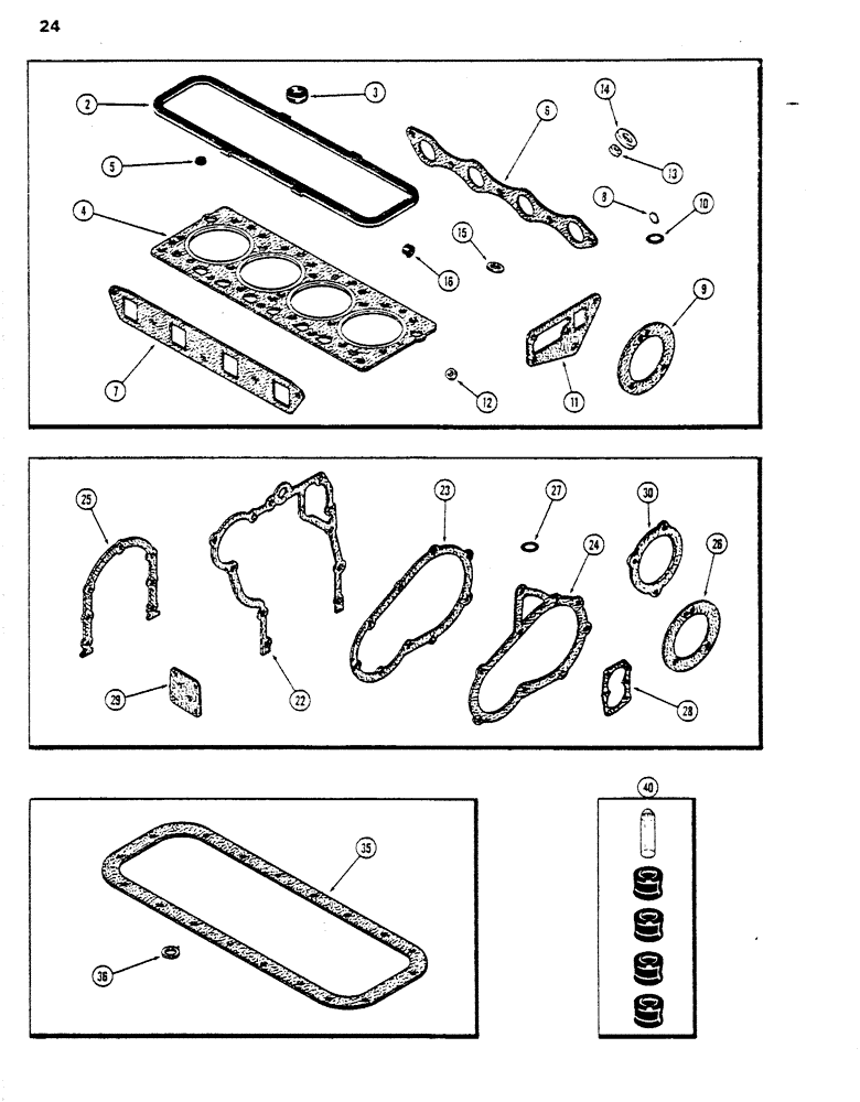 Схема запчастей Case DH5 - (24) - ENGINE GASKET KITS, VALVE GRIND KIT (10) - ENGINE