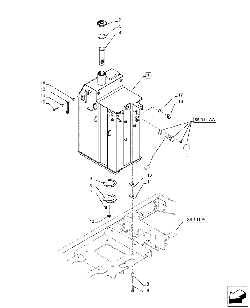 Схема запчастей Case CX130D LC - (10.216.AI) - FUEL TANK (10) - ENGINE