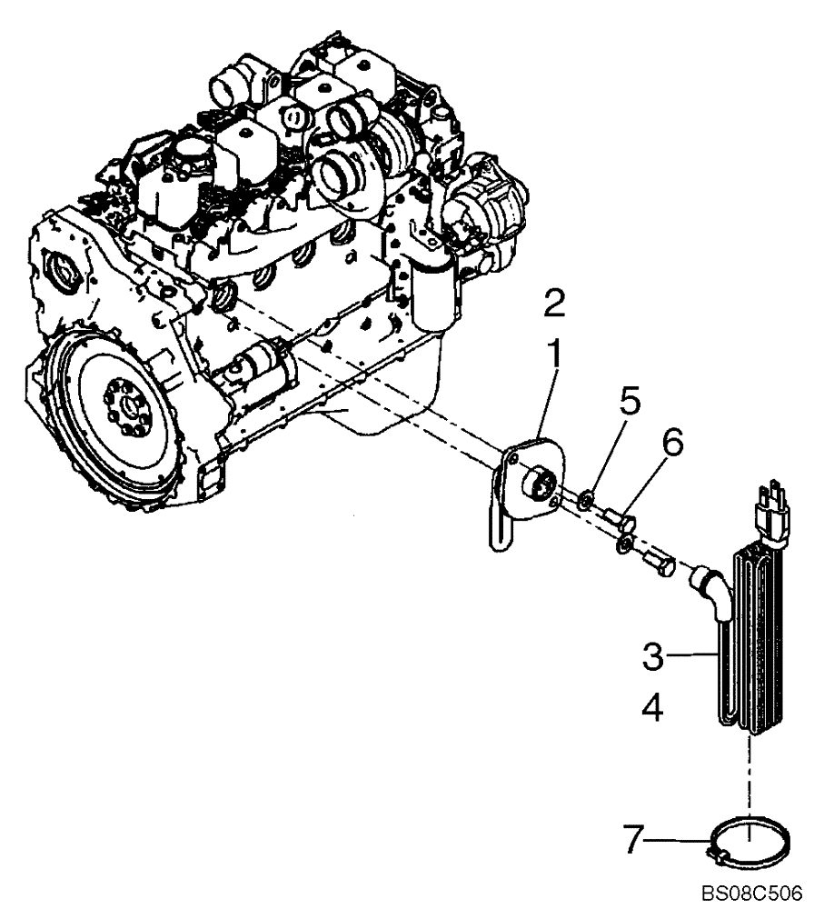 Схема запчастей Case 821E - (02-42) - ENGINE - BLOCK HEATER (02) - ENGINE