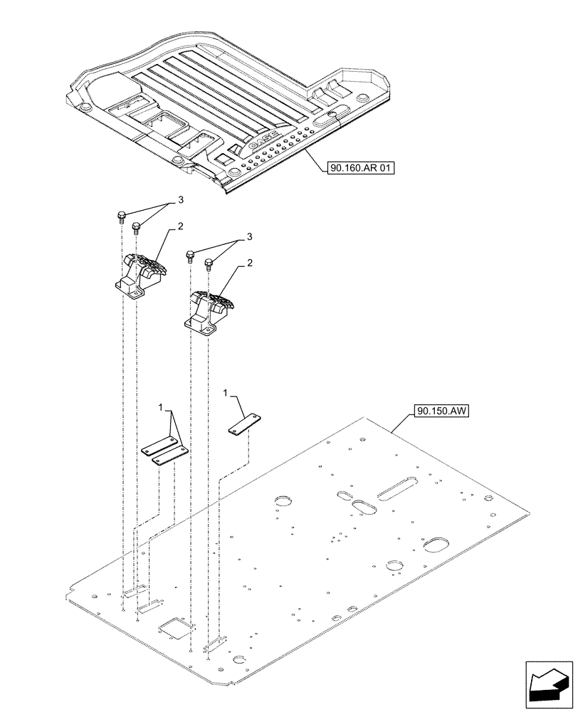 Схема запчастей Case CX130D - (90.160.AS[01]) - FOOT BOARD (90) - PLATFORM, CAB, BODYWORK AND DECALS