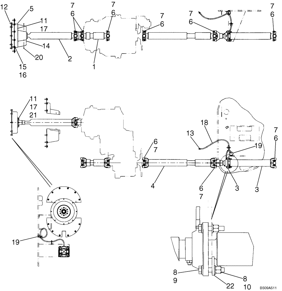 Схема запчастей Case 721E - (06-50) - DRIVE SHAFT MOUNTING (06) - POWER TRAIN