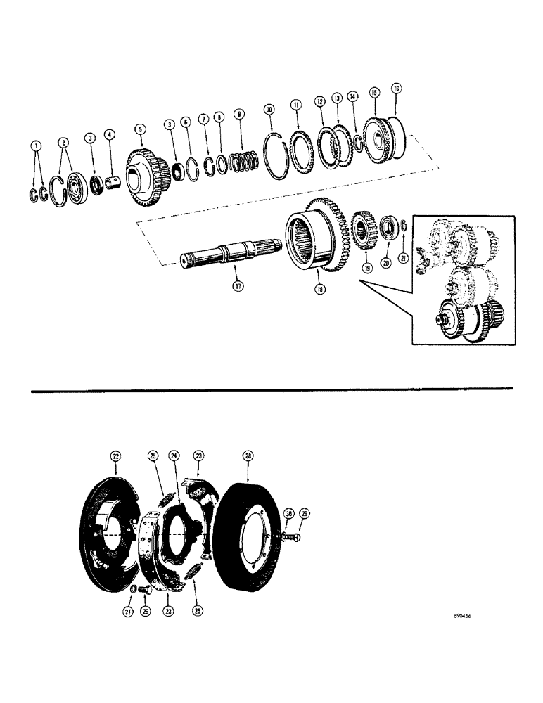 Схема запчастей Case W10B - (152) - TRANSMISSION, TRANSMISSION HIGH GEAR CLUTCH (06) - POWER TRAIN