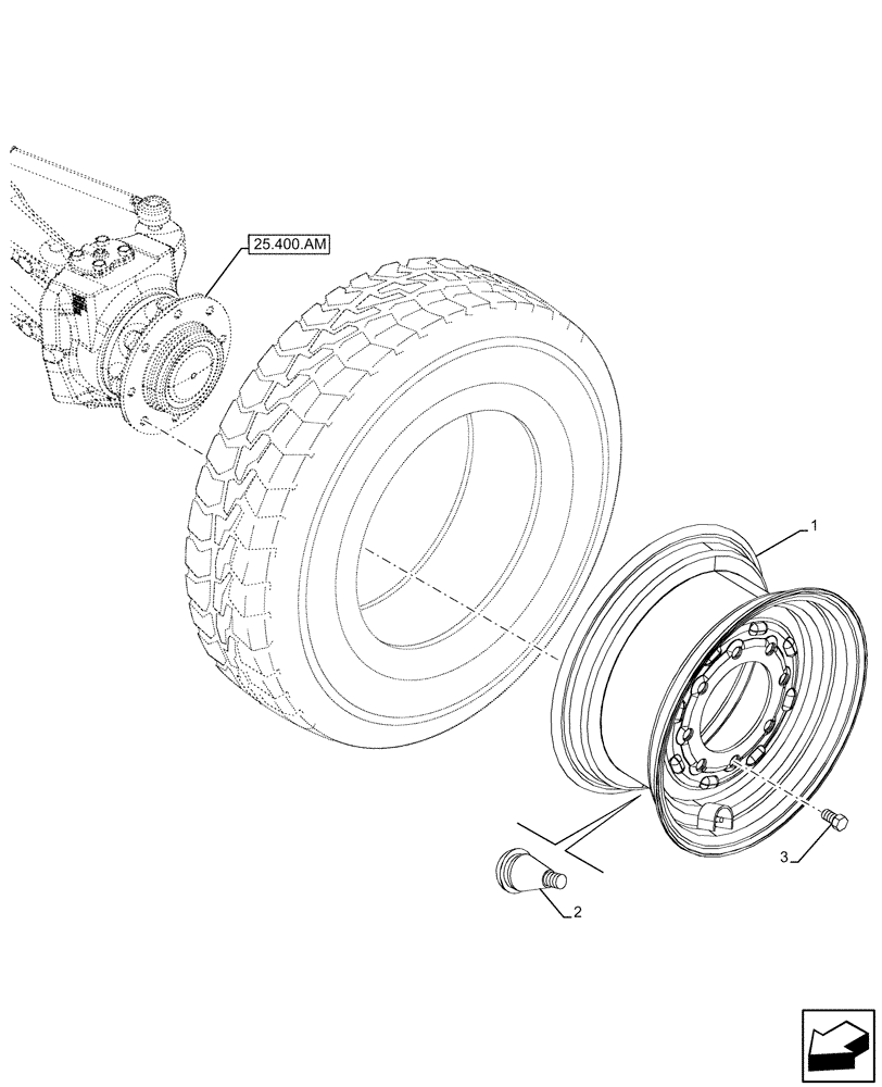 Схема запчастей Case 580SN - (44.511.AE) - VAR - 9200011 - WHEEL, FRONT, 11L X 16, 10PR, 2WD (44) - WHEELS