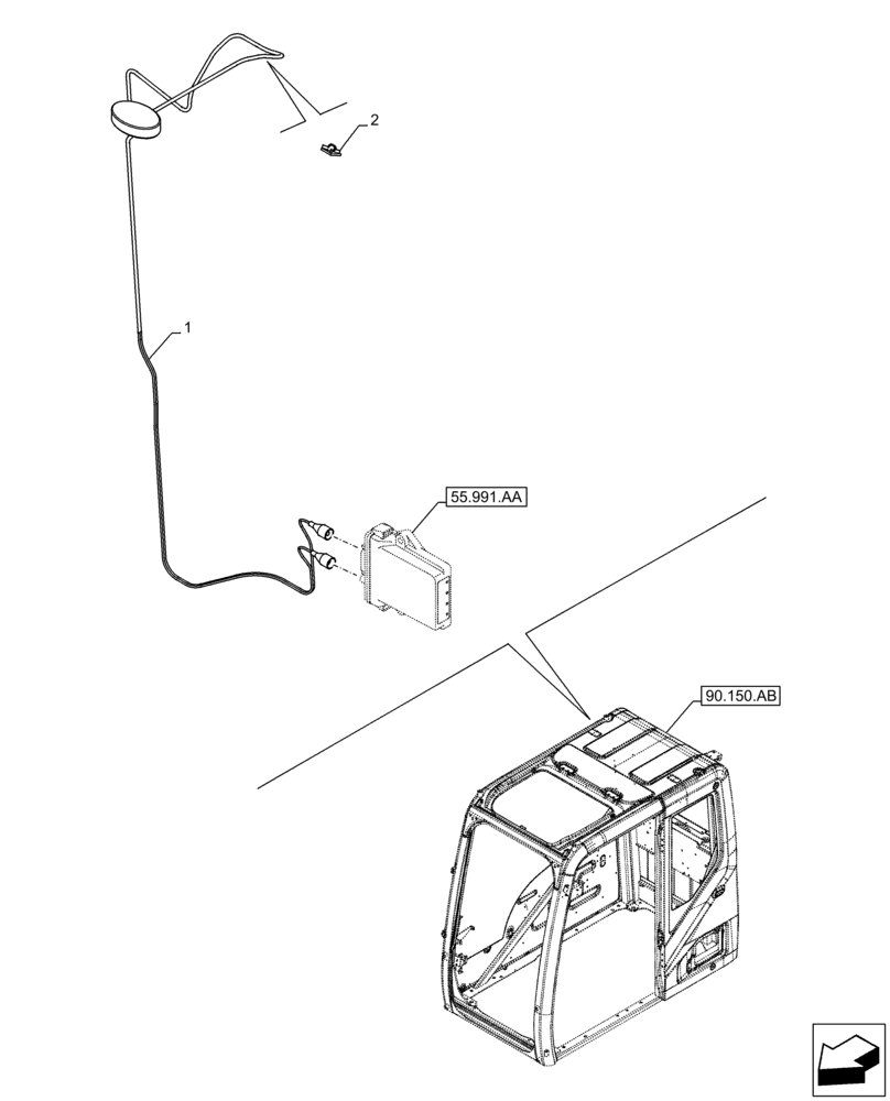 Схема запчастей Case CX350D LC - (55.991.AD) - TELEMATIC SYSTEM, ANTENNA (55) - ELECTRICAL SYSTEMS