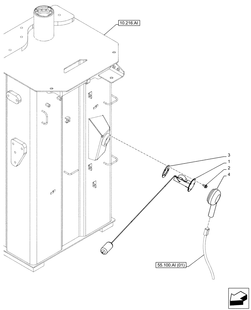 Схема запчастей Case CX160D LC - (55.011.AC) - FUEL TANK, LEVEL, SENSOR (55) - ELECTRICAL SYSTEMS