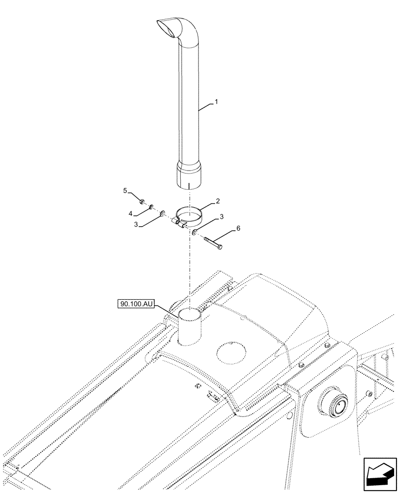 Схема запчастей Case 580SN - (10.254.AD[01]) - ENGINE HOOD, EXHAUST PIPE (10) - ENGINE