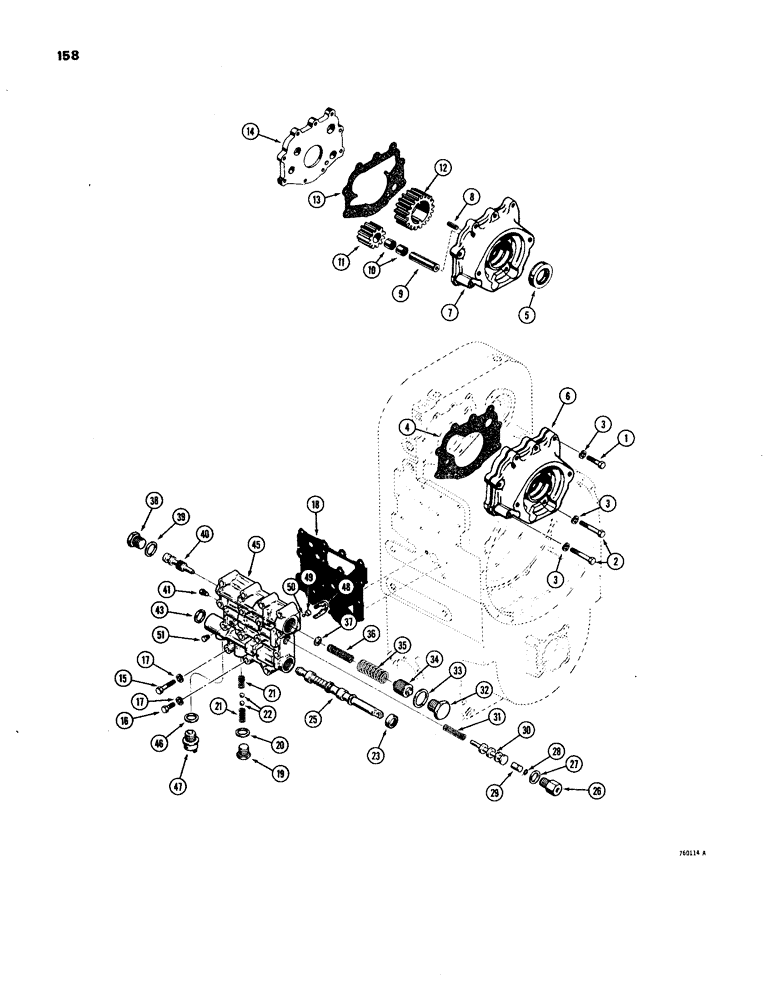 Схема запчастей Case W24B - (158) - TRANSMISSION, CHARGING PUMP (06) - POWER TRAIN