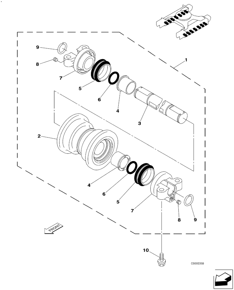 Схема запчастей Case CX240LR - (05-08) - TRACK - ROLLER, LOWER (11) - TRACKS/STEERING