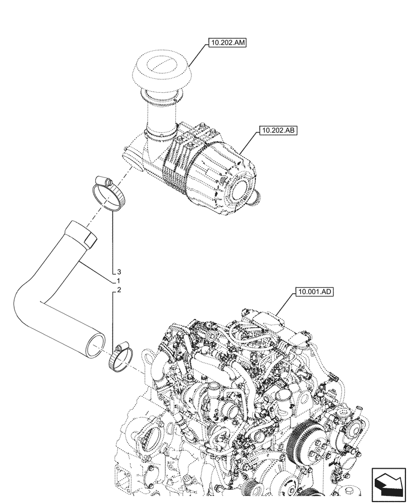 Схема запчастей Case 580SN WT - (10.202.AD) - AIR CLEANER & INTAKE PARTS (10) - ENGINE