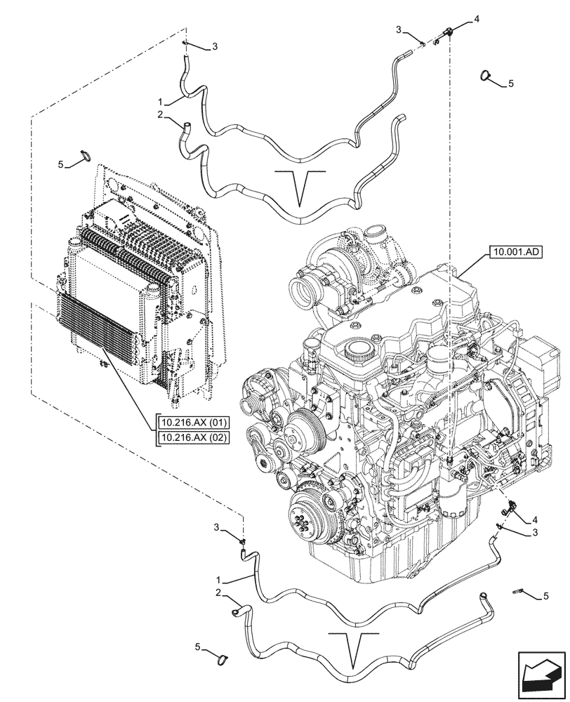 Схема запчастей Case 580SN WT - (10.216.AY) - FUEL COOLER, LINES (10) - ENGINE