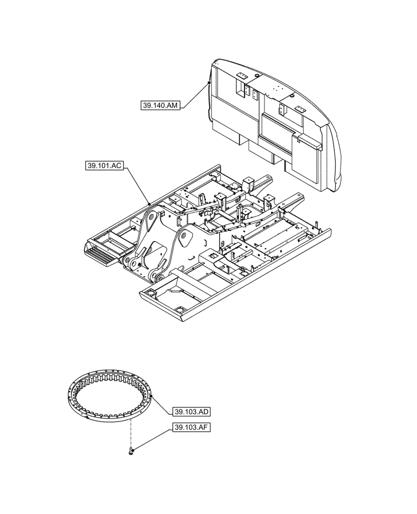Схема запчастей Case CX250D LC LR - (39.000.00) - SECTION INDEX - FRAMES AND BALLASTING (39) - FRAMES AND BALLASTING