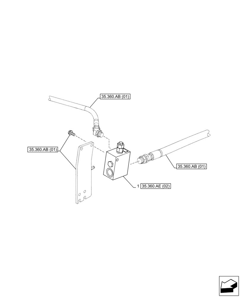 Схема запчастей Case CX210D LC - (35.360.AE[01]) - VAR - 461865, 461561 - SELECTOR, VALVE, HAMMER CIRCUIT, W/ ELECTRICAL PROPORTIONAL CONTROL (35) - HYDRAULIC SYSTEMS