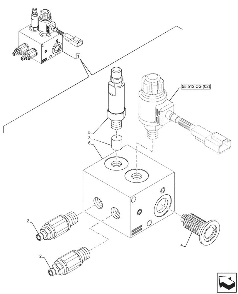 Схема запчастей Case 590SN - (35.738.AH[02]) - VALVE, OBJECT HANDLING, COMPONENTS (35) - HYDRAULIC SYSTEMS