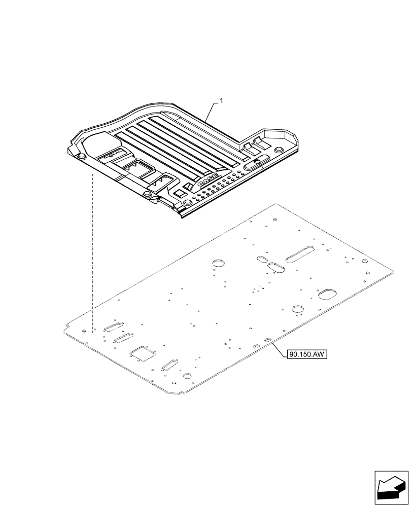 Схема запчастей Case CX130D - (90.160.AR[01]) - FLOOR MAT (90) - PLATFORM, CAB, BODYWORK AND DECALS