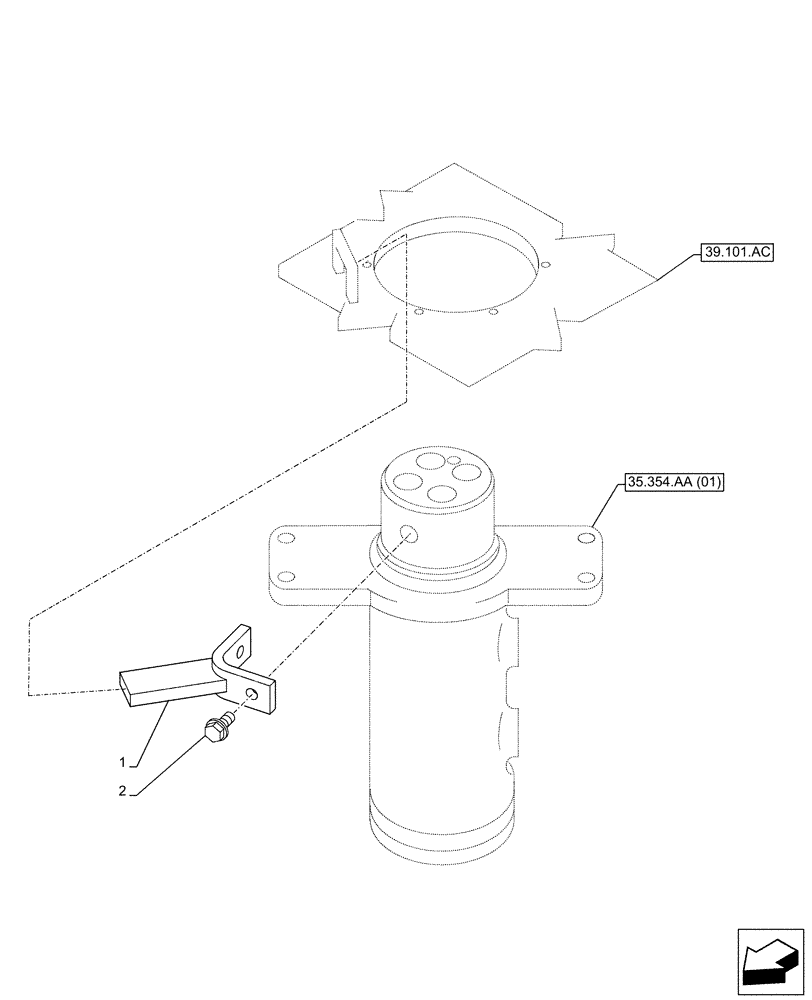 Схема запчастей Case CX130D LC - (35.354.AC) - HYDRAULIC SWIVEL, STOP (35) - HYDRAULIC SYSTEMS