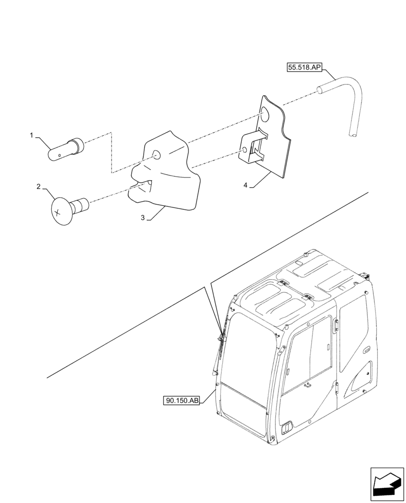 Схема запчастей Case CX350D LC - (55.518.AV) - WINDSHIELD WIPER, SPRAY, NOZZLE (55) - ELECTRICAL SYSTEMS