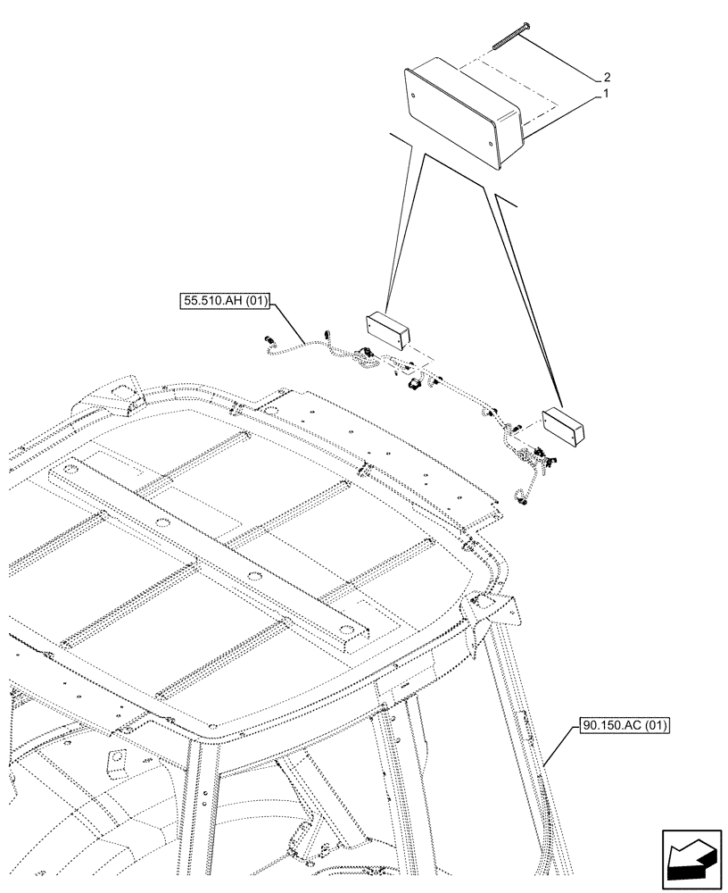 Схема запчастей Case 580SN WT - (55.404.DD) - VAR - 747853, 747854, 747855 - STOP LIGHT (55) - ELECTRICAL SYSTEMS