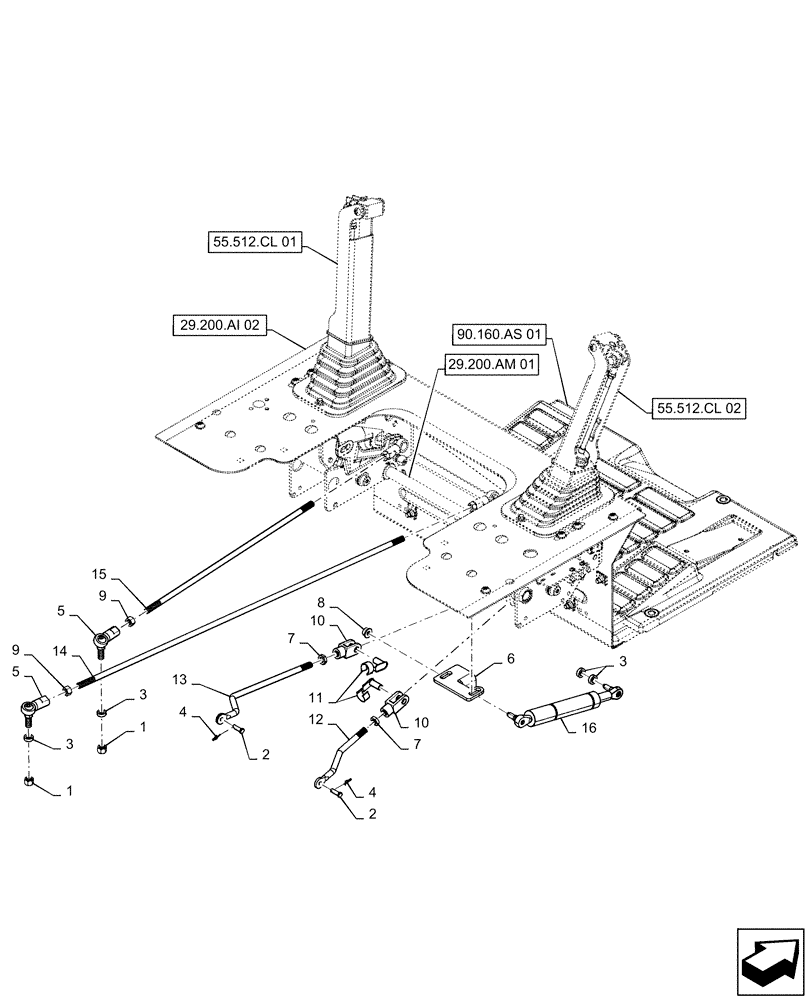 Схема запчастей Case SR210 - (29.200.AI[01]) - HAND CONTROLS MOUNTING ASSEMBLY (29) - HYDROSTATIC DRIVE