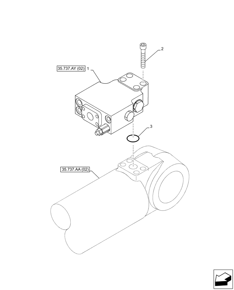 Схема запчастей Case CX250D LC - (35.737.AY[01]) - VAR - 481064 - ARM, CYLINDER, SAFETY VALVE (35) - HYDRAULIC SYSTEMS