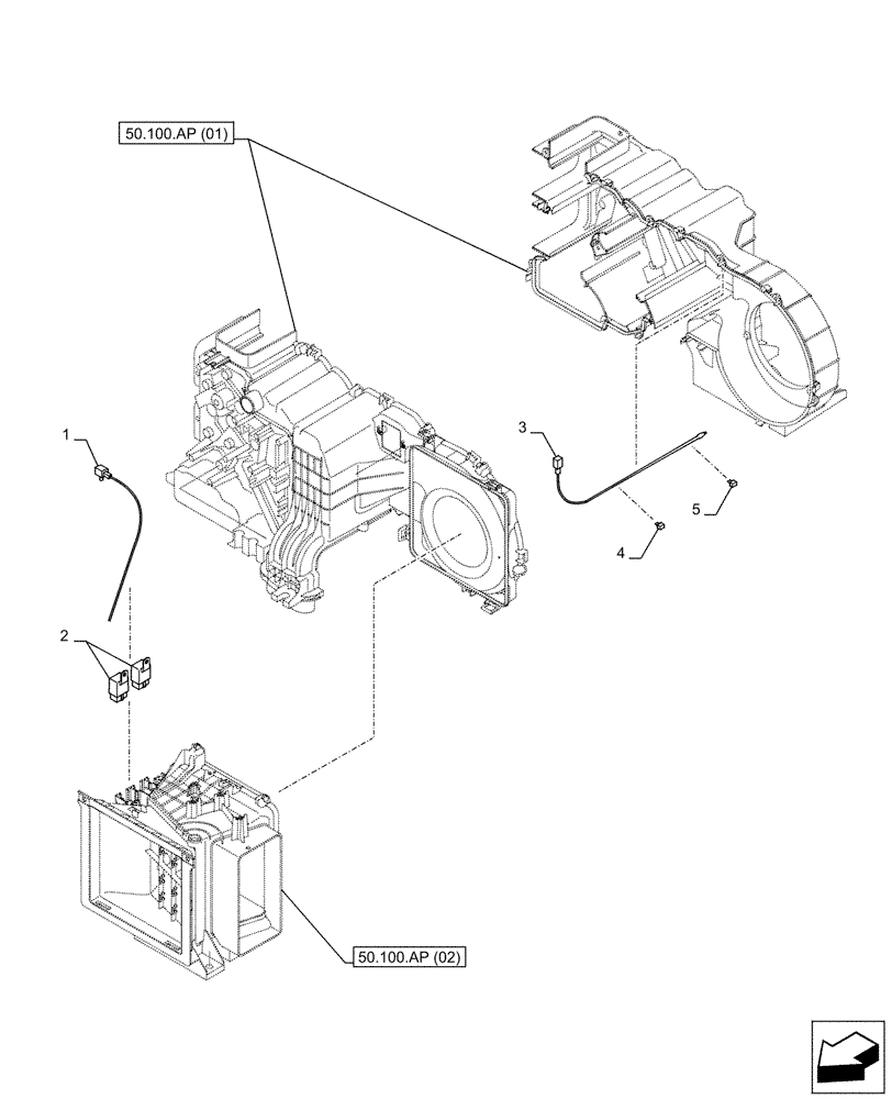 Схема запчастей Case CX130D - (55.050.AT) - AIR CONDITIONING, TEMPERATURE SENDER (55) - ELECTRICAL SYSTEMS