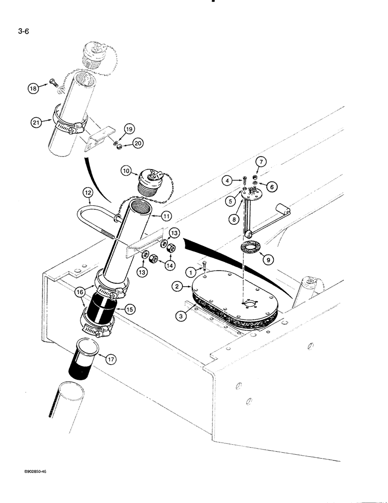 Схема запчастей Case 821 - (3-006) - FUEL TANK FILLER AND SENDER (03) - FUEL SYSTEM