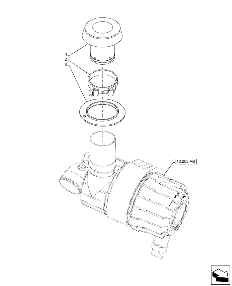 Схема запчастей Case 580SN WT - (10.202.AM) - AIR PRE-CLEANER ASSY (10) - ENGINE