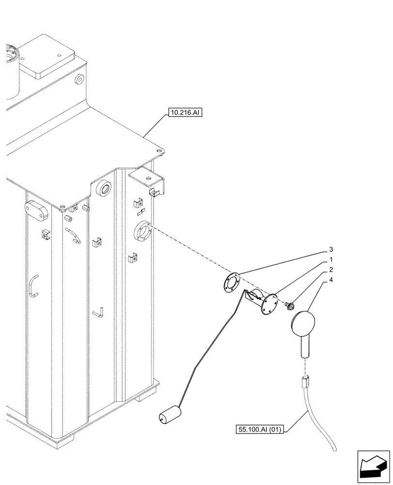 Схема запчастей Case CX130D LC - (55.011.AC) - FUEL TANK, LEVEL, SENSOR (55) - ELECTRICAL SYSTEMS