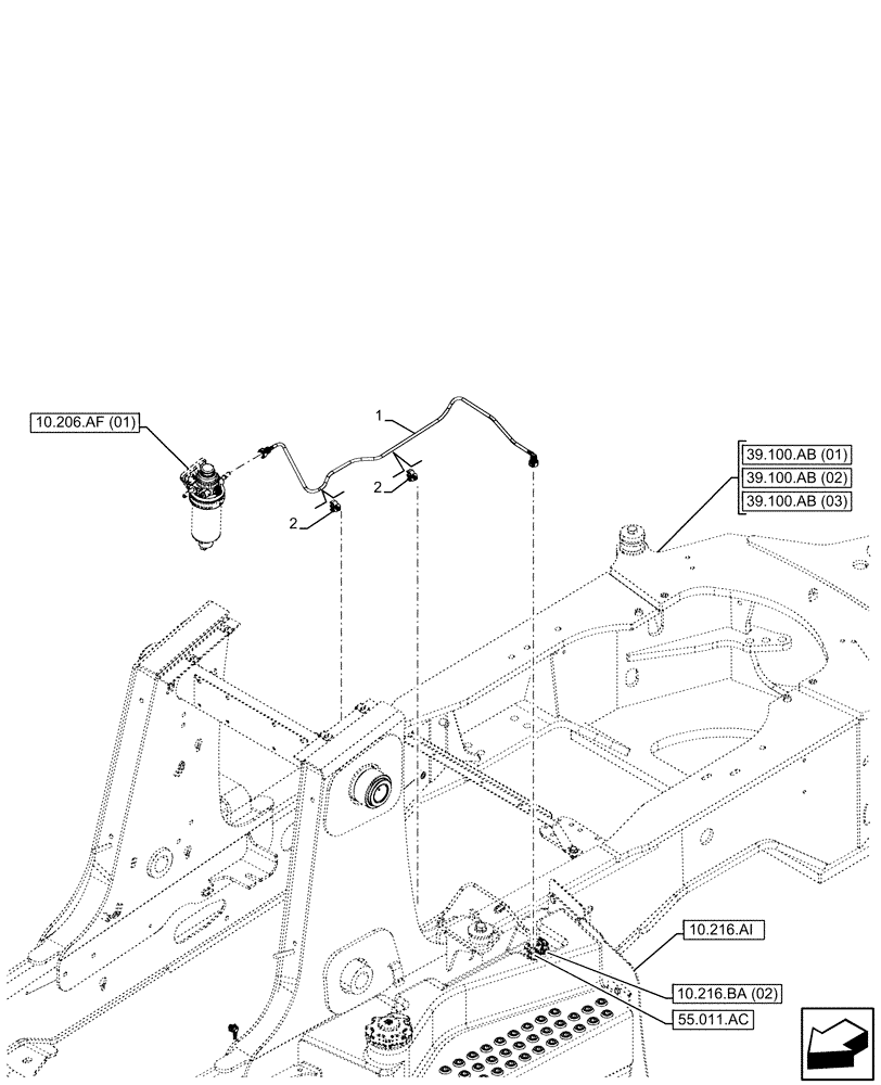 Схема запчастей Case 580SN WT - (10.216.BA[01]) - FUEL TANK, LINES (10) - ENGINE