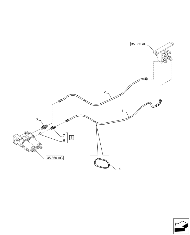 Схема запчастей Case CX300D LC - (35.360.AF[04]) - VAR - 461863 - HYDRAULIC LINE, CLAMSHELL BUCKET, ROTATION, W/ELECTRICAL PROPORTIONAL CONTROL (35) - HYDRAULIC SYSTEMS
