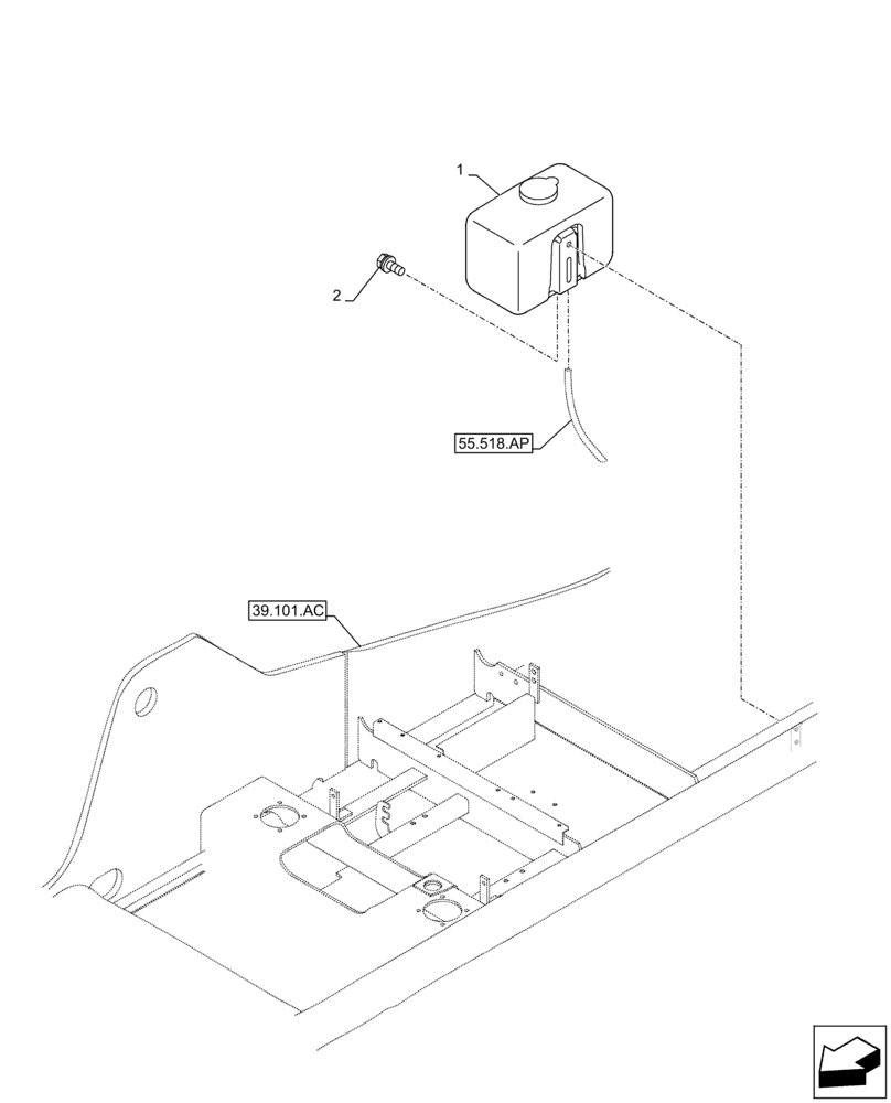 Схема запчастей Case CX300D LC - (55.518.AT) - WINDSHIELD WASH RESERVOIR (55) - ELECTRICAL SYSTEMS