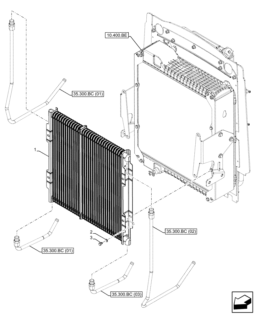 Схема запчастей Case 590SN - (35.300.AB) - VAR - 423000, 423001, 442082, 747853, 747854, 747855 - OIL COOLER (35) - HYDRAULIC SYSTEMS