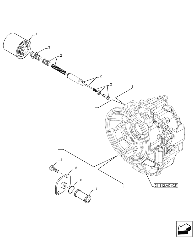 Схема запчастей Case 580SN - (21.104.AP) - VAR - 423059 - TRANSMISSION, POWERSHUTTLE, OIL FILTER, 4WD (21) - TRANSMISSION