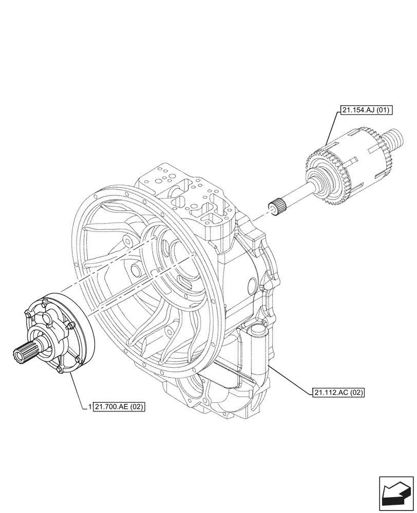 Схема запчастей Case 580SN - (21.700.AE[01]) - VAR - 423059 - TRANSMISSION, POWERSHUTTLE, OIL PUMP, 4WD (21) - TRANSMISSION