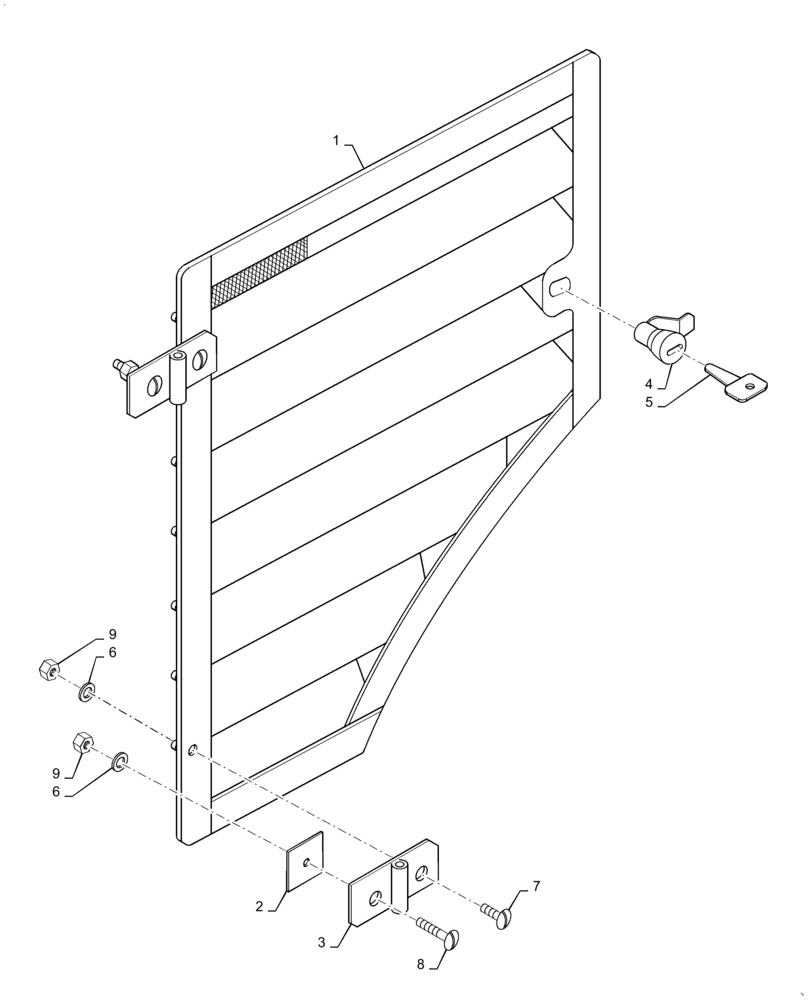 Схема запчастей Case PT240 - (39.100.01[05]) - LEFT SIDE DOOR ASSEMBLY (39) - FRAMES AND BALLASTING