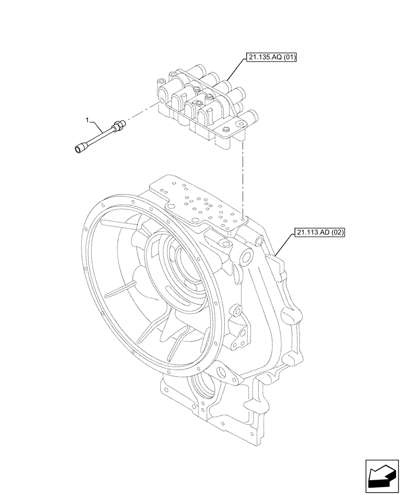 Схема запчастей Case 580SN WT - (55.021.AG[02]) - VAR - 423062 - TRANSMISSION, POWERSHIFT, CONTROL VALVE, PRESSURE SENSOR (55) - ELECTRICAL SYSTEMS