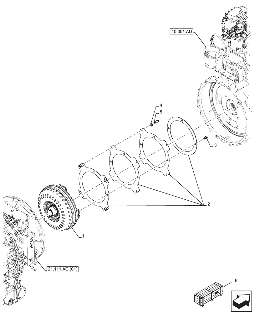 Схема запчастей Case 580SN WT - (21.700.AA[02]) - VAR - 423060, 423061 - TRANSMISSION, SEMI-POWERSHIFT, TORQUE CONVERTER (21) - TRANSMISSION