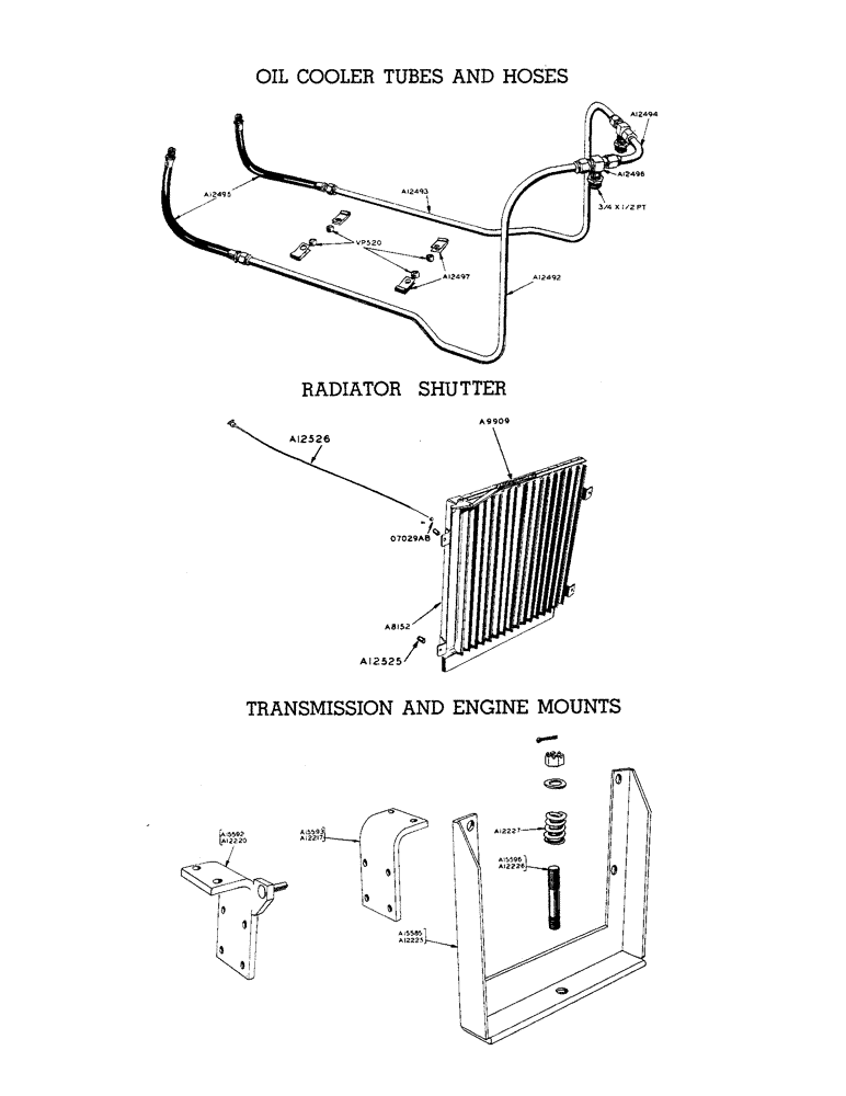 Схема запчастей Case W9 - (072) - OIL COOLER TUBES AND HOSES, RADIATOR SHUTTER, TRANSMISSION (06) - POWER TRAIN