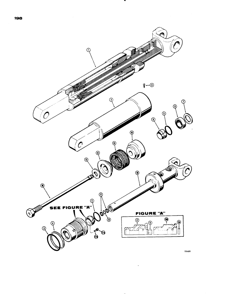 Схема запчастей Case 1150 - (198) - TILT CYLINDERS (POWER ANGLE TILT DOZER) (07) - HYDRAULIC SYSTEM