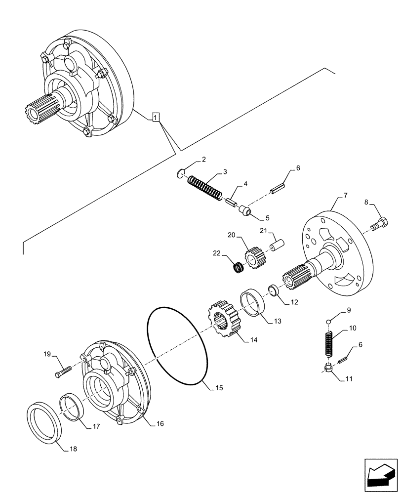 Схема запчастей Case 590SN - (21.700.AE[04]) - VAR - 423060, 423061 - TRANSMISSION, SEMI-POWERSHIFT, OIL PUMP, COMPONENTS (21) - TRANSMISSION