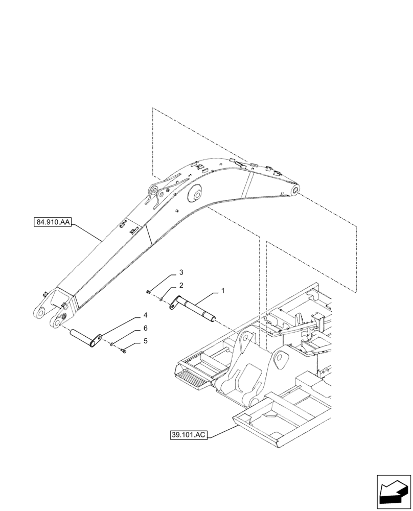 Схема запчастей Case CX300D LC - (84.910.AC[01]) - VAR - 481858 - BOOM, PIN (L=6.15M) (84) - BOOMS, DIPPERS & BUCKETS