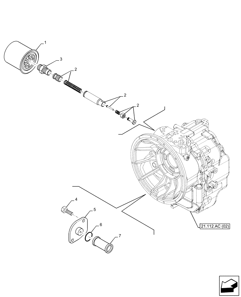 Схема запчастей Case 580SN - (21.104.AP) - VAR - 423058 - TRANSMISSION, POWERSHUTTLE, OIL FILTER, 2WD (21) - TRANSMISSION